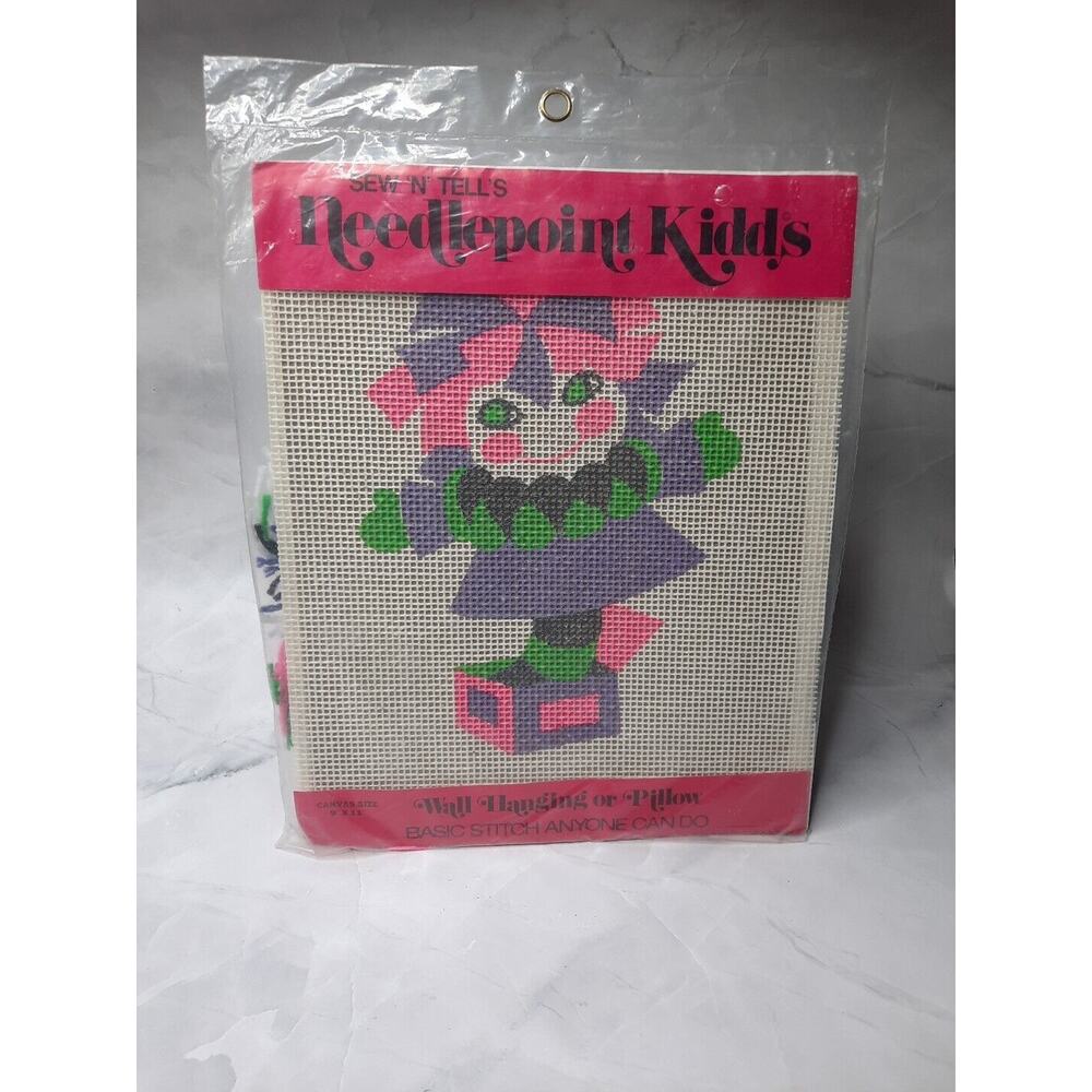 Sew N Tells Needlepoint Kidds Kit Jack In The Box Wall Hanging Or Pillow 9x11